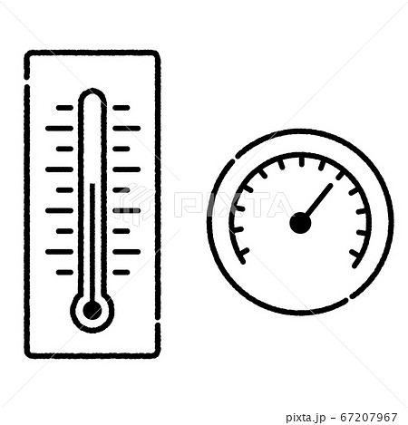 手描き風の温度計と湿度計のイラスト素材