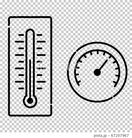 手描き風の温度計と湿度計のイラスト素材