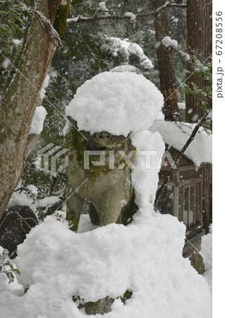 護法堂弁財天 雪景の写真素材