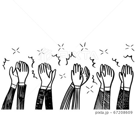hand drawn of applause. hand gesture on doodle style , vector illustration. 67208609