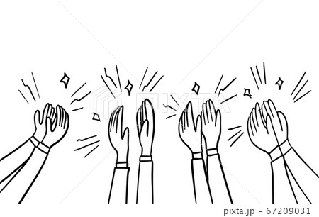 Hand Drawn sketch style of Human hands clapping ovation. applause, thumbs up gesture on doodle style , vector illustration. 67209031