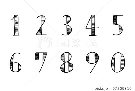 手描きの数字のセット イラスト おしゃれ かわいいのイラスト素材 67209316 Pixta