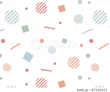 幾何学模様のカラフルなパターン 円 四角 線 Popのイラスト素材