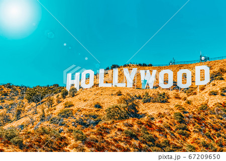 Inscription Hollywood on the Hollywood Hills in 67209650