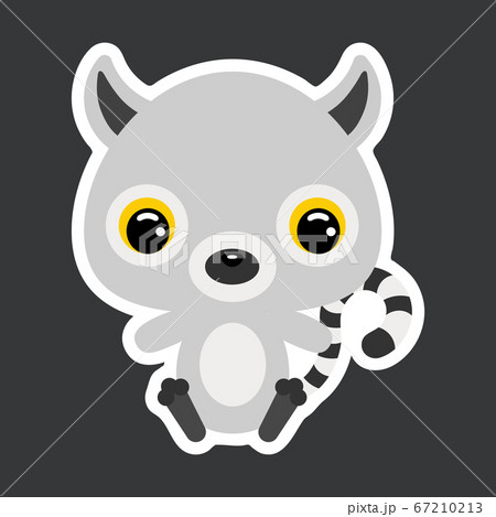 Children's sticker of cute little sitting lemur. Children's sticker of cute little sitting lemur. 67210213