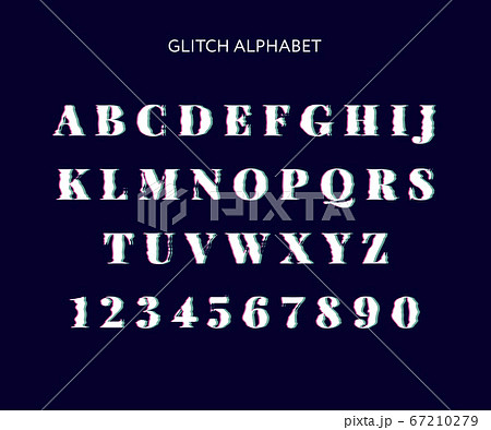 Vector distorted glitch font. Trendy style 67210279