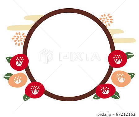 和モダンな椿のフレーム素材のイラスト素材