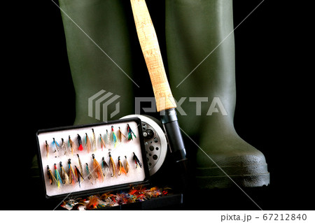 Angling Equipment on Black Background 67212840