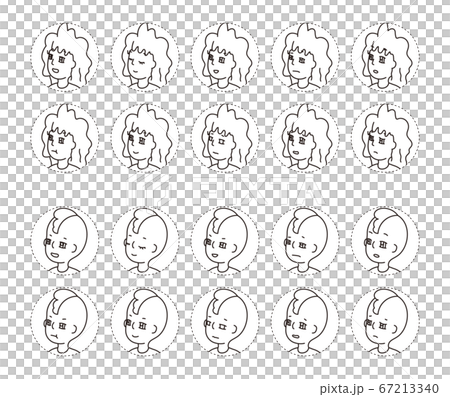 Side-view icon of two people Expression variation 11 67213340