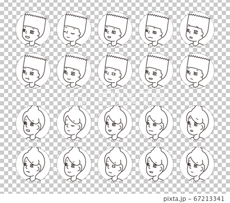 兩個人的側面輪廓圖標表情變化12 兩個人的側面輪廓圖標表情變化12 67213341