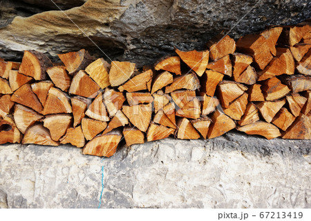 firewood background in the cave interior 67213419