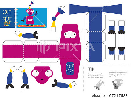 Cut and glue robot toy vector illustration, worksheet. 67217683
