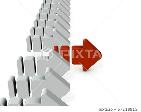 一足先に動き始める矢印。3Dレンダリング。 一足先に動き始める矢印。3Dレンダリング。 67218915