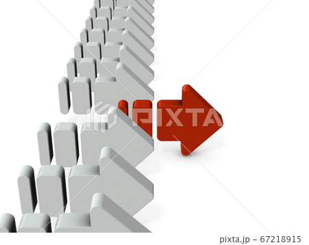 一足先に動き始める矢印。3Dレンダリング。 一足先に動き始める矢印。3Dレンダリング。 67218915