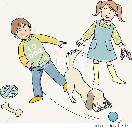 犬と遊ぶのイラスト素材