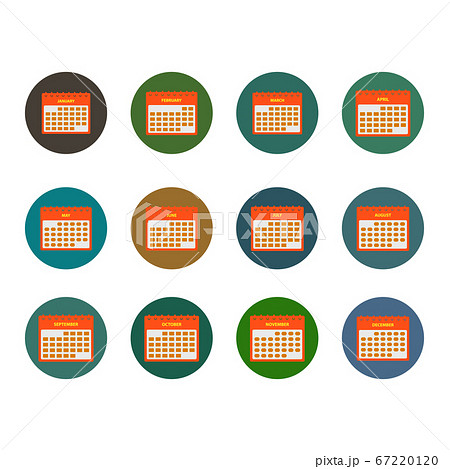 12 Months Calendar Icon Set.  67220120