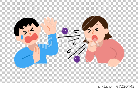 咳嗽的高級婦女和不喜歡便衣的男人(簡單的顏色) 咳嗽的高級婦女和不喜歡便衣的男人(簡單的顏色) 67220442