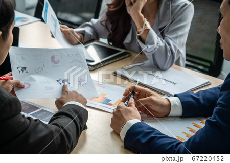 Smart businessman and businesswoman talking discussion in group meeting Smart businessman and businesswoman talking discussion in group meeting 67220452