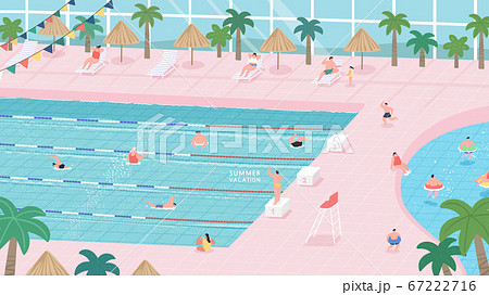 水泳 プール 夏のイラスト素材