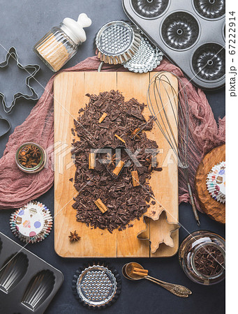 Shredded chocolate with cinnamon for baking Shredded chocolate with cinnamon for baking 67222914