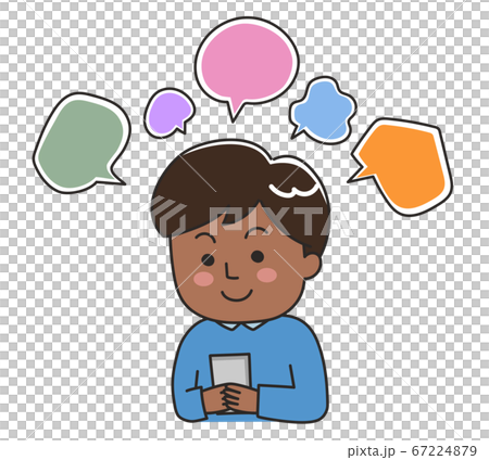Illustration of a man posting a conversation/word of mouth on a smartphone Illustration of a man posting a conversation/word of mouth on a smartphone 67224879