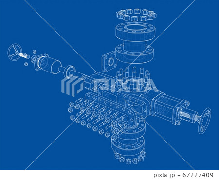 Blowout preventer. 3D illustration 67227409
