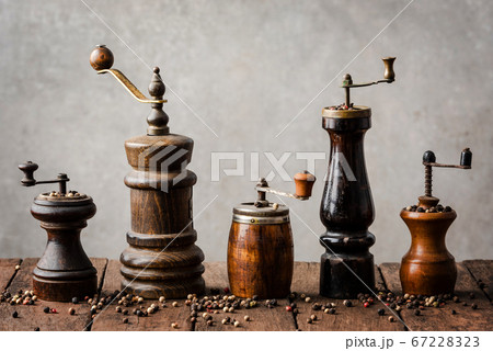 Collection of vintage pepper mills Collection of vintage pepper mills 67228323