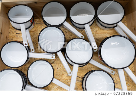 enamelled metal dishes ladle for heating water 67228369