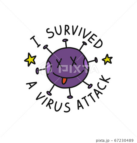 i survived a virus attack sticker doodle icon, i survived a virus attack sticker doodle icon, 67230489
