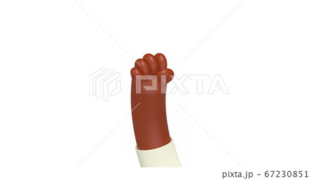 3d render cartoon fist hand raised up in strike 67230851