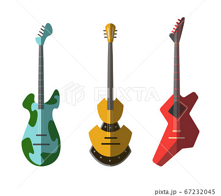 Guitar collection. Different shape acoustic and...のイラスト素材 ...