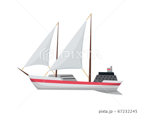 Yacht sailboat or sailing ship, sail boat marine. Cruise travel company. Vector icon 67232245
