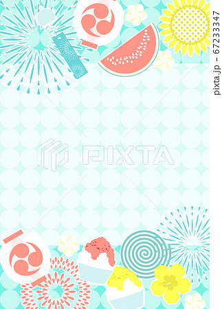 和風の夏のイメージのポストカードのイラスト素材