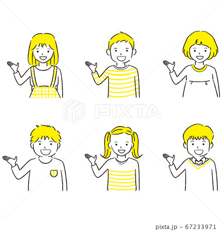 手描き1color 男の子女の子 6人 案内 手描き1color 男の子女の子 6人 案内 67233971