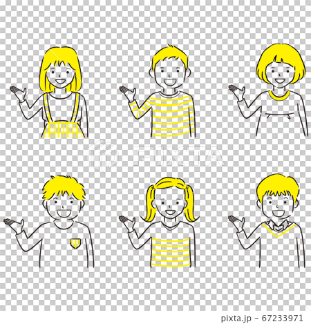 手描き1color 男の子女の子 6人 案内 手描き1color 男の子女の子 6人 案内 67233971