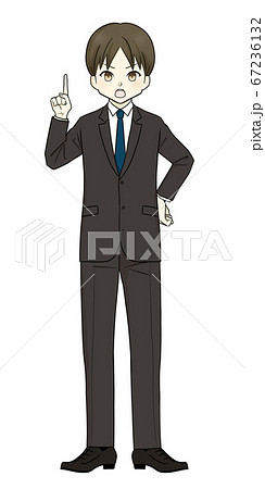 スーツを着た男性 人差し指を立てるのイラスト素材