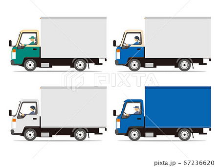 運送トラック 複数セット 横向き のイラスト素材