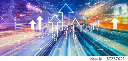 Rising arrow theme with high speed motion blur 67237005