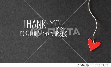 Thank You Doctors and Nurses message with paper hearts 67237173