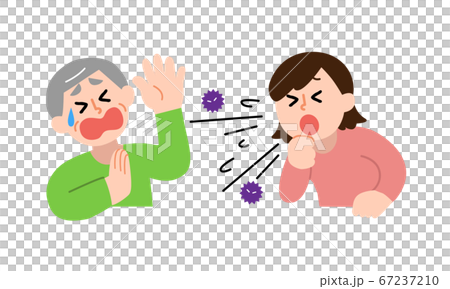 A coughing woman and a disliked senior man (simple color) A coughing woman and a disliked senior man (simple color) 67237210