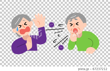 Senior men who cough and senior women who dislike it (simple color) Senior men who cough and senior women who dislike it (simple color) 67237212