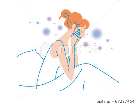 不眠　睡眠障害　女性　イラスト 67237454