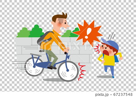 自転車の事故 子供と衝突のイラスト素材