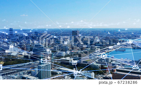 スマートシティー 大都市とネットワークイメージ 5G IoT スマートシティー 大都市とネットワークイメージ 5G IoT 67238286