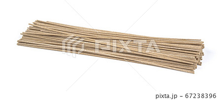 Dried raw japanese soba noodle sticks isolated on 67238396