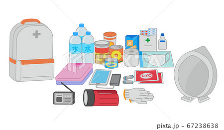 避難リュックの中身 地震 イラストのイラスト素材