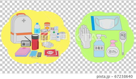 Illustration of virus measures in the evacuation backpack 67238640