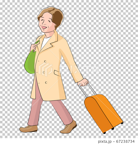 スーツケースを引っ張る高齢者のイラスト素材 67238734