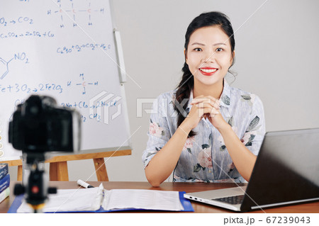 Chemistry teacher recording lesson Chemistry teacher recording lesson 67239043