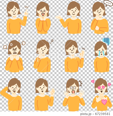 女性のポーズのイラスト バストアップB 67239581